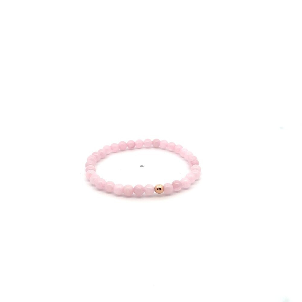 Natural Rose Quartz Gemstones Mini 4mm 18K Rose Gold Charm Bead